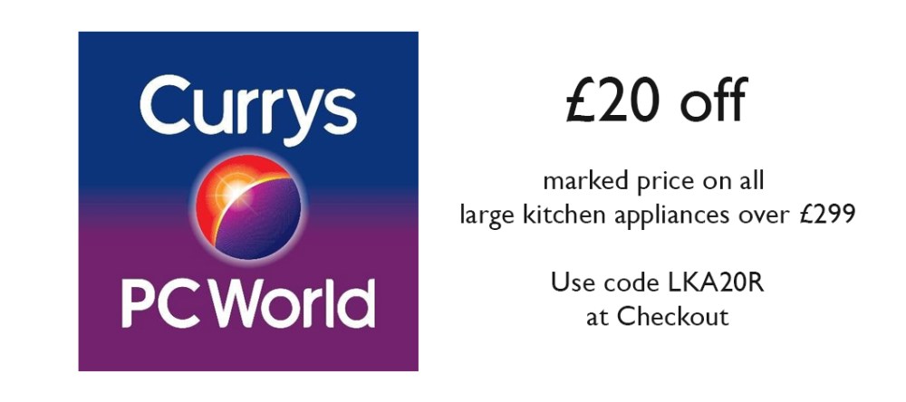 £20 off large appliances at Currys